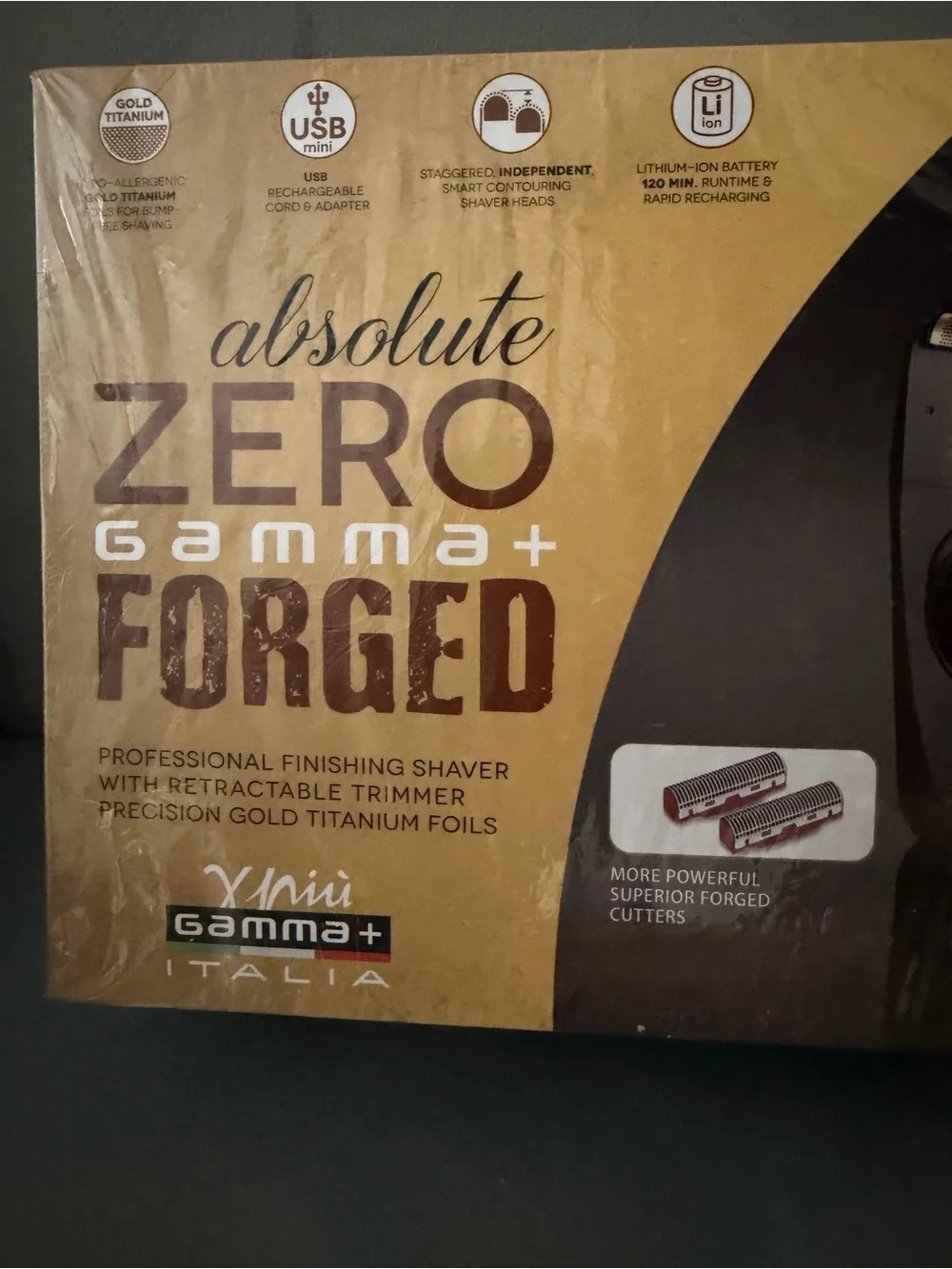 NIB Gamma+ Absolute Zero Forged Professional Shaver - Gold/Black